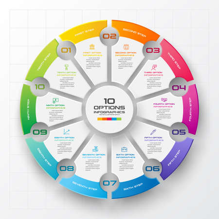 Circle infographic template with 10 options,Vector illustration.のイラスト素材