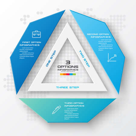 Nonagon infographic,Colorful template with 3 options,Vector illustration.のイラスト素材
