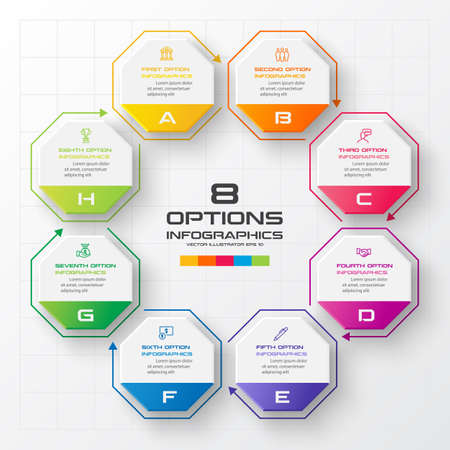 Octagon infographic fot business concept with 8 options,Abstract design element,Vector illustration.のイラスト素材