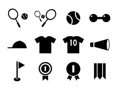 Sports icon sets such as tennis, baseball and muscle trainingのイラスト素材