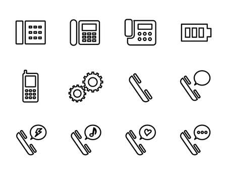 Phone, handset, battery, mobile phone, etc. icon setのイラスト素材