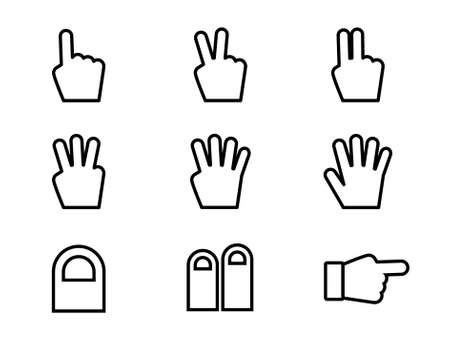 Set of icons in the shape of hands and fingersのイラスト素材