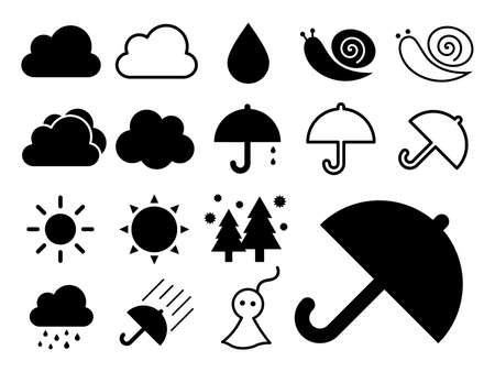 Rainy season image icon (rain, umbrella, pollen, etc.)のイラスト素材