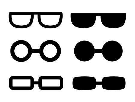Icon set of various glasses and sunglassesのイラスト素材