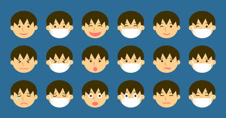 A boy's icon with a face maskのイラスト素材