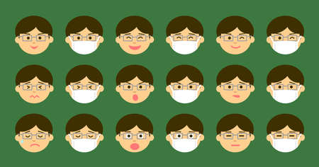 A boy's icon with a face maskのイラスト素材