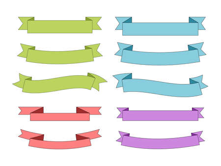 Green, blue, red, purple ribbon (useful for title backgrounds)のイラスト素材