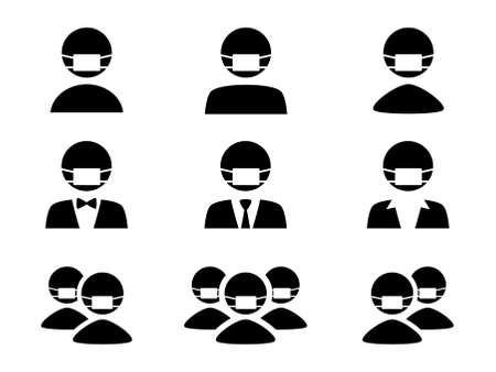 A set of human icons with face masksのイラスト素材
