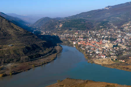 The confluence of the Aragvi and Kura rivers is well seen on panoramic view of Mtskheta....