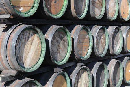 Woods are stacked up. Such woods are used for Slivovitsa storage.