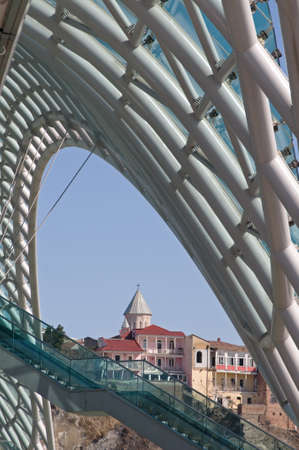 The Bridge of Peace is a bow-shaped pedestrian bridge over the Kura River in Tbilisi, capital of...