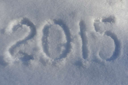 New Year 2015 is written in the snow.の写真素材