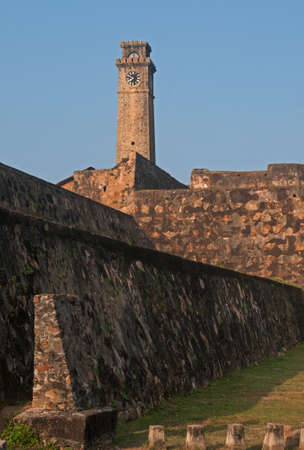 This is an exterior view of Galle Fort (Sri Lanka). Fortress is situated against the blue sky background.のeditorial素材