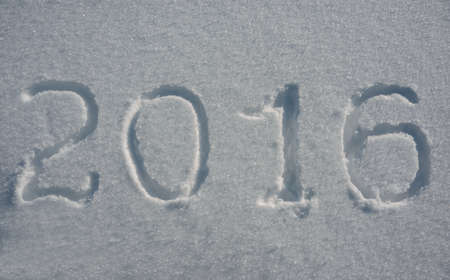 2016 New Year is written on the snow background.