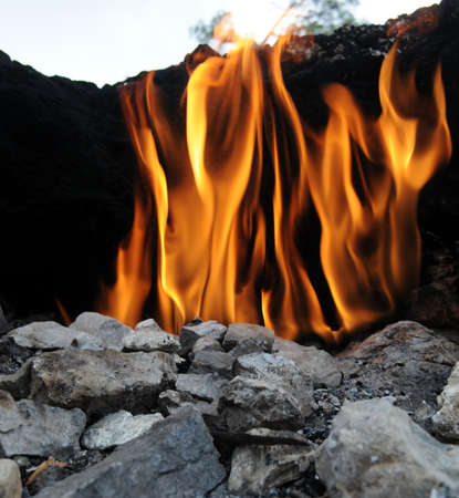 Natural fire on Chimera Mount. Flaming rock (Yanartas )  is generally believed to be the ancient...