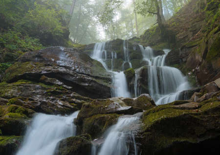 Shypit waterfall -  "worm's view". Place - Carpathian Mountains.の写真素材