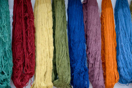 Multicolored wool fibers_の写真素材