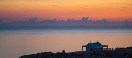 Beautiful sunrise scene at Cape Greco (also known as Cavo Greco). Panoramic view.の写真素材