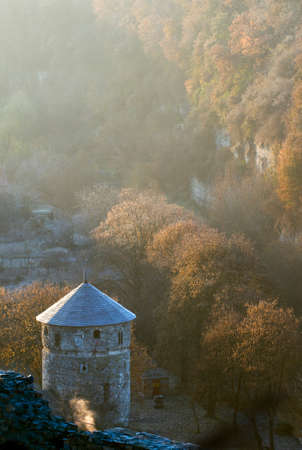 Kamianets-Podilskyi. Russian gate of fortress complex. Autumn.の写真素材