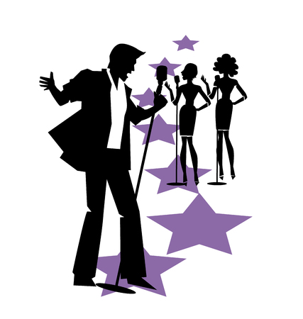 karaoke bar vector posterのイラスト素材