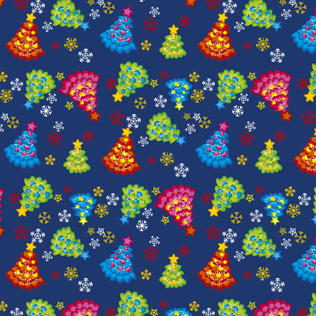 seamless chaos x-mas tree pattern. vector backgroundのイラスト素材