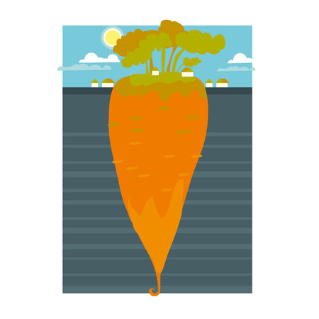 a huge underground carrot concept illustrationのイラスト素材
