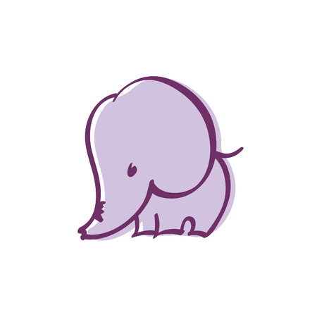 pastel color cute violet elephant illustrationのイラスト素材