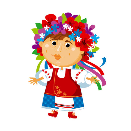cartoon cute folk ukraine girl illustrationのイラスト素材
