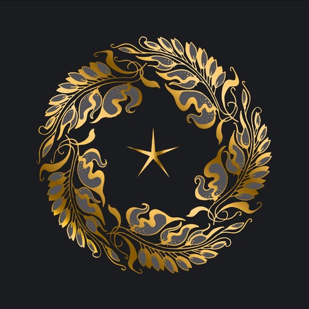 gold wreath Art Nouveau style illustrationのイラスト素材