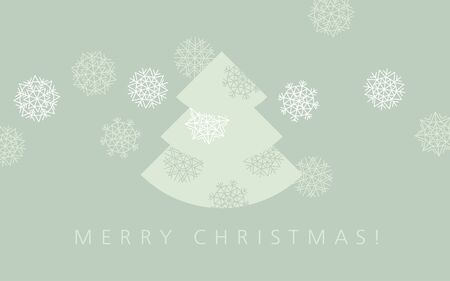 elegant pale green color christmas background. xmas faminin style header template. vector illustration of winter celebration with snowflakes and fir treeのイラスト素材