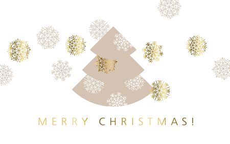 abstract decorative Christmas vector illustration. gold and beige pale color winter festive background. xmas tree luxury pastel color header or card.のイラスト素材