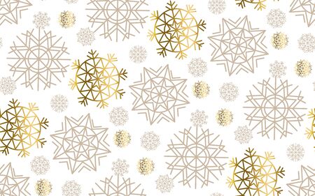 gold snowflakes luxury pastel color seamless pattern.
 abstract decorative Christmas vector illustration. gold and beige pale color winter festive background.のイラスト素材