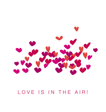 simple vivid life valentine hearts. assorted flying heart shapes. love motif for header, title, cards, invitationのイラスト素材