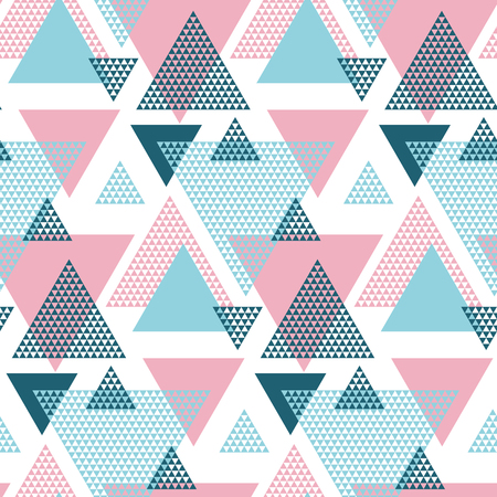 Pink and blue elegant creative repeatable motif with triangles for wrapping paper or fabric. Modern seamless pattern vector illustration in geometry style.のイラスト素材