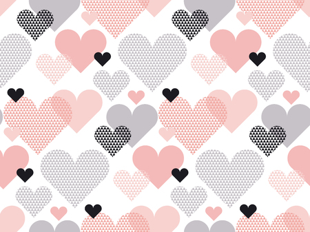 Heart shape modern seamless pattern vector illustration
in geometry style. Pale pink color love concept icon repeatable motif for wrapping paper or background.のイラスト素材