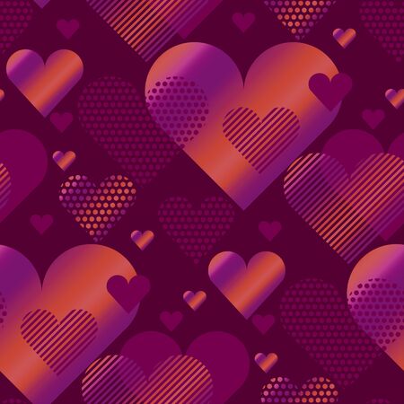 pink love heart concept vector illustration for backdrop. simple stylized abstract seamless pattern for background, wrapping paper, fabricのイラスト素材