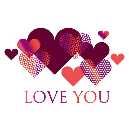 Pink and White geometry Hearts Vector Illustration. Valentines Day Greeting Banner Isolated on White Background. . Romantic luxury elegant Design for cards and wedding invitation.のイラスト素材