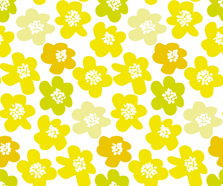 Sunny lemon color summer floral vector illustration in retro 60s styleのイラスト素材