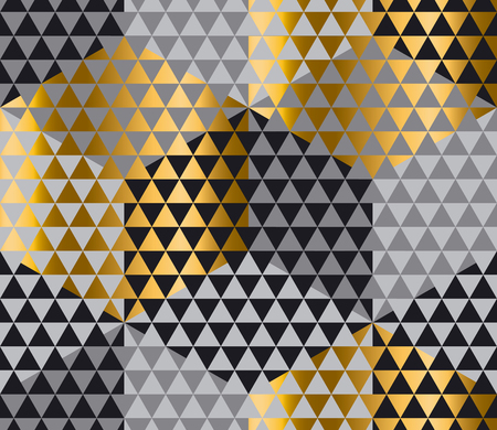gold and black geometry hexagon seamless fabric sample. geometric pattern swatch vector illustration for wrapping paper, backgroundのイラスト素材