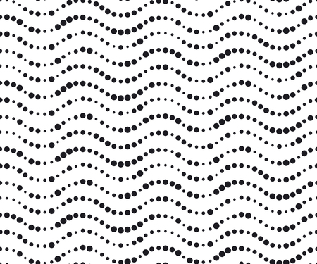 abstract waves vector illustration. minimalistic black ink concept seamless pattern. modern simple dots silhouette repeatable motif.のイラスト素材