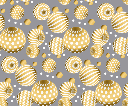 Abstract beads seamless pattern in gold xmas color. Concept yellow metal decorative balls repeatable motif for wrapping paper, fabric, cloth. surface design vector illustrationのイラスト素材