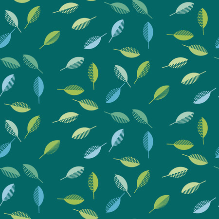 spring green leaves abstract vector illustration. seamless pattern with modern geometry pattern leaf. surface design for wrapping paper, fabric, box, cloth, backgroundのイラスト素材