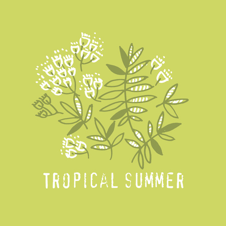 Modern floral design with tropical abstract leaves.のイラスト素材