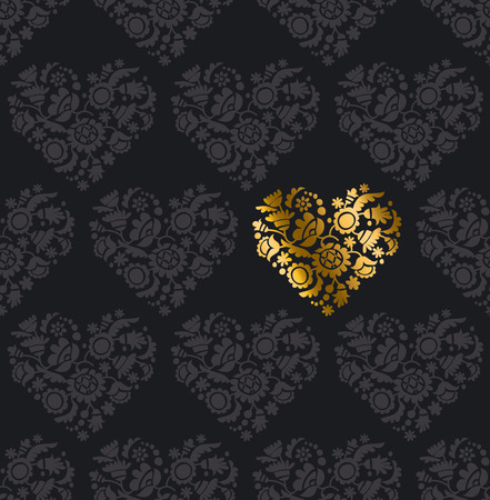 vector gold heart patternのイラスト素材