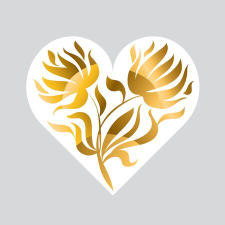 Vector illustration of gold flame heartのイラスト素材