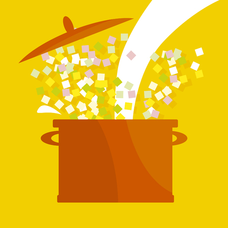 vector illustration of soup pot. simple food vector icon.のイラスト素材