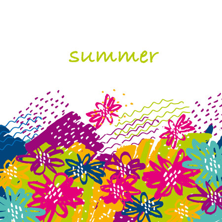 concept hand drawn floral tropical image in tribal style.  vivid abstract flower modern motif for surface designのイラスト素材