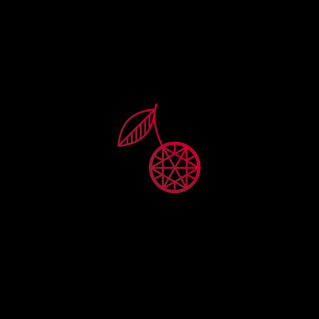 Geometry diamond design element in cocktail cherry shape for concept bar logo, icon, symbol.