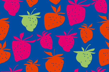 strawberries seamless pattern vector illustration. summer berries modern style repeatable motif for surface designのイラスト素材