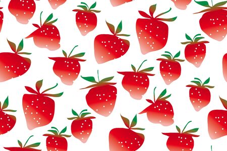Strawberries seamless pattern on white background. concept summer berries repeatable motif for surface designのイラスト素材